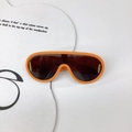 Vintage oversized orange sunglasses for kids with dark lenses and gold metal accents - Orange