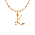 Rose gold stainless steel letter K necklace with heart accent on a sleek snake chain - Letter K / Rose Gold