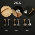Titanium steel heart zircon labret studs in gold and silver finishes, 2mm-4mm sizes - 1.2*6*2 / Silver
