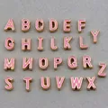 Pink enamel 26-letter alphabet alloy charms set with gold plating for DIY jewelry - Alphabet Set (DY147) / Set of 26 / Style 42 Pink