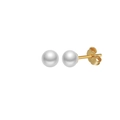 Elegant natural white pearl stud earrings with S925 sterling silver gold plating - 3.5-4mm Pearl/14K Gold Plated
