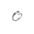 Minimalist double layer cross ring with Faith Hope Love engraving in stainless steel - US 9 / R99 Faith Hope Love / Silver