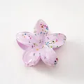 Magenta plumeria flower hair claw with colorful sequins and translucent finish - Glitter Light Purple [8cm Large]
