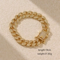 Bracciale cubano dorato in argento S925 con zirconi scintillanti, lunghezza 19cm - Colore Oro Grosso (19cm)