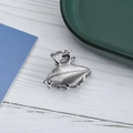 Mini zilveren metalen haarklem met gedetailleerde bladstructuur voor haar - Blad / Zilver