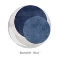 Tapis rond moderne avec cercles géométriques superposés en bleu marine et bleu gris - Diamètre 140CM / Rond Monolithe Bleu
