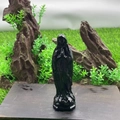 10cm Black Obsidian Virgin Mary figurine hand-carved from natural semi-precious stone - Obsidian