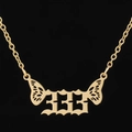 Collier en acier inoxydable plaqué or 18K avec pendentif 333 ailes de papillon - 333 / Or
