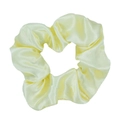 Elastic satin silk scrunchie in pale yellow color with smooth glossy texture finish - Light Yellow