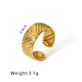 18k gold plated stainless steel open ring with textured chevron geometric pattern - Geometric Chevron Texture Style (HF-J1395)