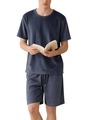 Conjunto de pijama para hombre en terciopelo gris oscuro con camiseta y pantalón corto - S / Azul marino