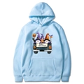 Light blue Halloween hoodie with gnome and pumpkin print, size M variant - Light Blue