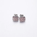 Elegant square stud earrings with pink druzy crystals and silver finish for women - Mauve (23)
