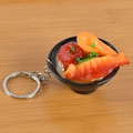 Miniature Japanese seafood ramen keychain featuring realistic shrimp and fish cake - Crucian Carp and Red Shrimp Noodles with Keychain / 5cm x 2cm x 2.5cm