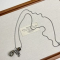 Long necklace with natural stone teardrop and metal ball clusters on a silver chain - Style C Dalmatian Stone Grape Cluster Necklace