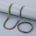 Set gioielli catena cubana arcobaleno con collana e bracciale dalla finitura sfumata - Set Multicolore 8mm