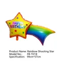 Rainbow shooting star balloon with Happy Birthday text in 99x57cm size for party decor - Rainbow Shooting Star Balloon