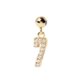 Sparkling S925 silver number 7 pendant necklace with pavé set white zircon stones - Gold Number 7 Pendant