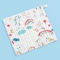 Soft 100% cotton gauze baby towel with colorful unicorn and rainbow print patterns - Unicorn