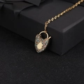 Golden heart lock necklace with multicolored zircon stones on 18K gold plated chain - Multicolor 2 (Water Drop)