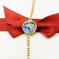 18k gold plated figaro chain necklace with round abalone shell letter N pendant - Letter N