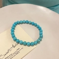 Bracciale di perle azzurro in pietra Shoushan con trama minerale naturale per donna - Blu Perle 6mm (71#)
