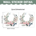 Set de 2 vinilos decorativos de corona de rosas rosas para cuarto de lavado - Juego De Lavado y Secado Floral De Acuarela (UV24Y12217T_T)