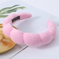Pink puffy sponge headband with handmade quilted texture for skincare and makeup - Pink (3# Sponge Headband)