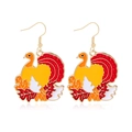Creative Thanksgiving turkey drop oil earrings with vibrant colors and golden hooks - Enamel Turkey-5