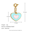 18K gold plated stainless steel heart pendant with light blue and pink enamel finish - Blue Pink Dual Color Heart Style (N2601)