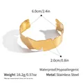 Golden irregular wave stainless steel cuff bracelet with hammered texture finish - Irregular Wave Style (YYBL023090)