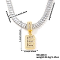 Gold letter E pendant necklace with rectangle zircon tennis chain in 60cm length - Letter E