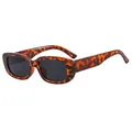 Retro rectangular sunglasses featuring tortoiseshell frames and dark grey lenses - Demi Frame Grey Lens