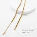 1.5mm golden 316 stainless steel Cuban link chain necklace with lobster clasp, 45cm long - Curb Chain