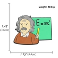 Albert Einstein enamel pin holding a pointer by a green E=mc2 blackboard badge - Albert Einstein