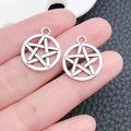 DIY silver pentagram tarot charms held in hand for jewelry making and necklace crafts - Antique Silver-4085-17x20mm