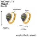 Gold plated stainless steel teardrop earrings with blue zircon inlays and dimensions - Dark Blue (Medium)