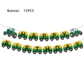 Bauernhof Traktor Geburtstagsbanner Set in Grün und Gelb für Jungen Party Dekoration - Banner 1 Stk-Traktor