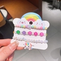 Three-piece colorful acrylic bead bracelets for girls with unicorn and star charms - 18# Curly Unicorn