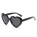 Classic black heart-shaped polarized sunglasses with thick frames for women - Glossy Black Gray Lens Polarized