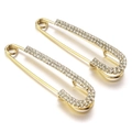 Elegant gold safety pin brooch with sparkling crystals on a clean white background - 21# Gold Full Diamond 5.5*1.4cm