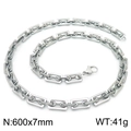 Hypoallergenic 600mm silver stainless steel rectangular link chain necklace for DIY jewelry - Silver Hollow Rectangular Chain 600x7mm (KN228618-Z)
