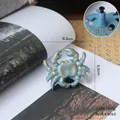 Blue-gold crab-shaped cast iron cabinet knob with rustic texture and single hole mount - Crab-Blue Gold