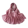 Elegant mauve satin scarf with a glossy finish for women in a draped circular layout - Pink Purple
