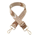 Detail of adjustable wide shoulder strap with wave weave pattern and gold lobster clasps - Antique Brass Hardware / Camel