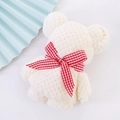 Cute cream coral fleece bear towel with red plaid bow tie for wedding favors - Beige Plaid (35*75)