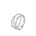 Minimalistischer geometrischer S925 Sterling Silber Ring im Mehrschicht-Design - US-Größe 5.75 / Silber