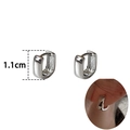Silver square huggie hoop earrings in 18K gold-plated steel, 1.1cm minimalist style - Geometric Square / White Gold