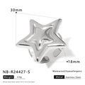 Guide des dimensions de la bague étoile en acier inoxydable argenté imperméable et chic - Ouvert Réglable / Style Étoile Argenté (NB-R24427-S)