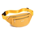 Minimalist yellow nylon crossbody waist bag with silver zippers and adjustable strap - Yellow (3 Zippers)